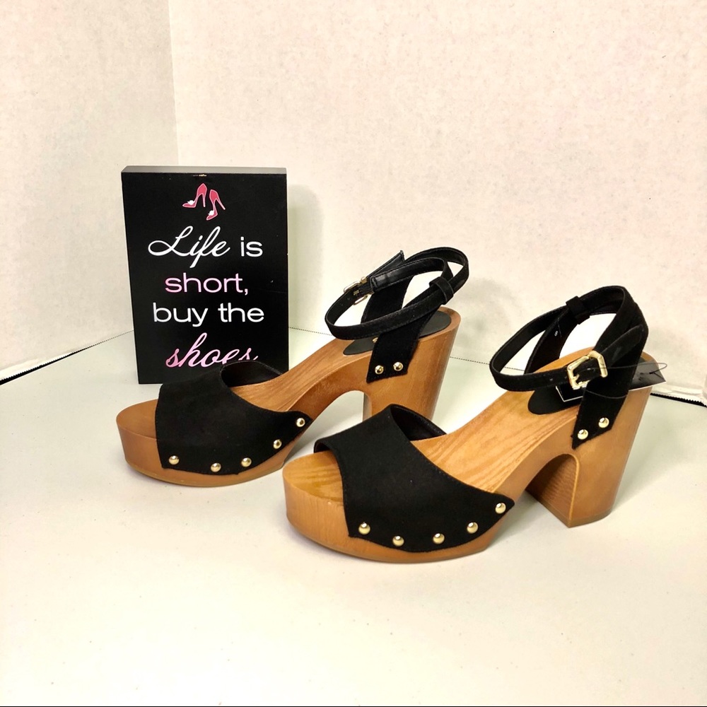 Express Open Toe Black Platform Sandals Size 7